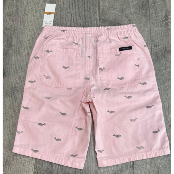 Nautica Shorts Girls 7‎ Pink Elastic Waist Bermuda Pockets Whales Pull on NEW - Picture 2 of 4